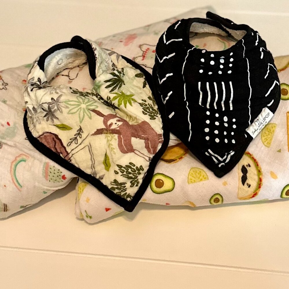2 Loulou Lollipop Hooded Towel & 2 Bandana Bibs